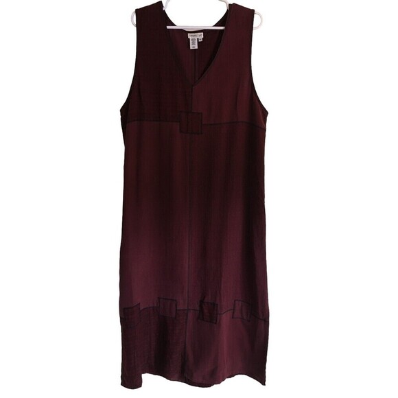 Coldwater Creek Large Dress Lyocel Tencel Wine Maroon Women's Size Lagenlook - Picture 1 of 9
